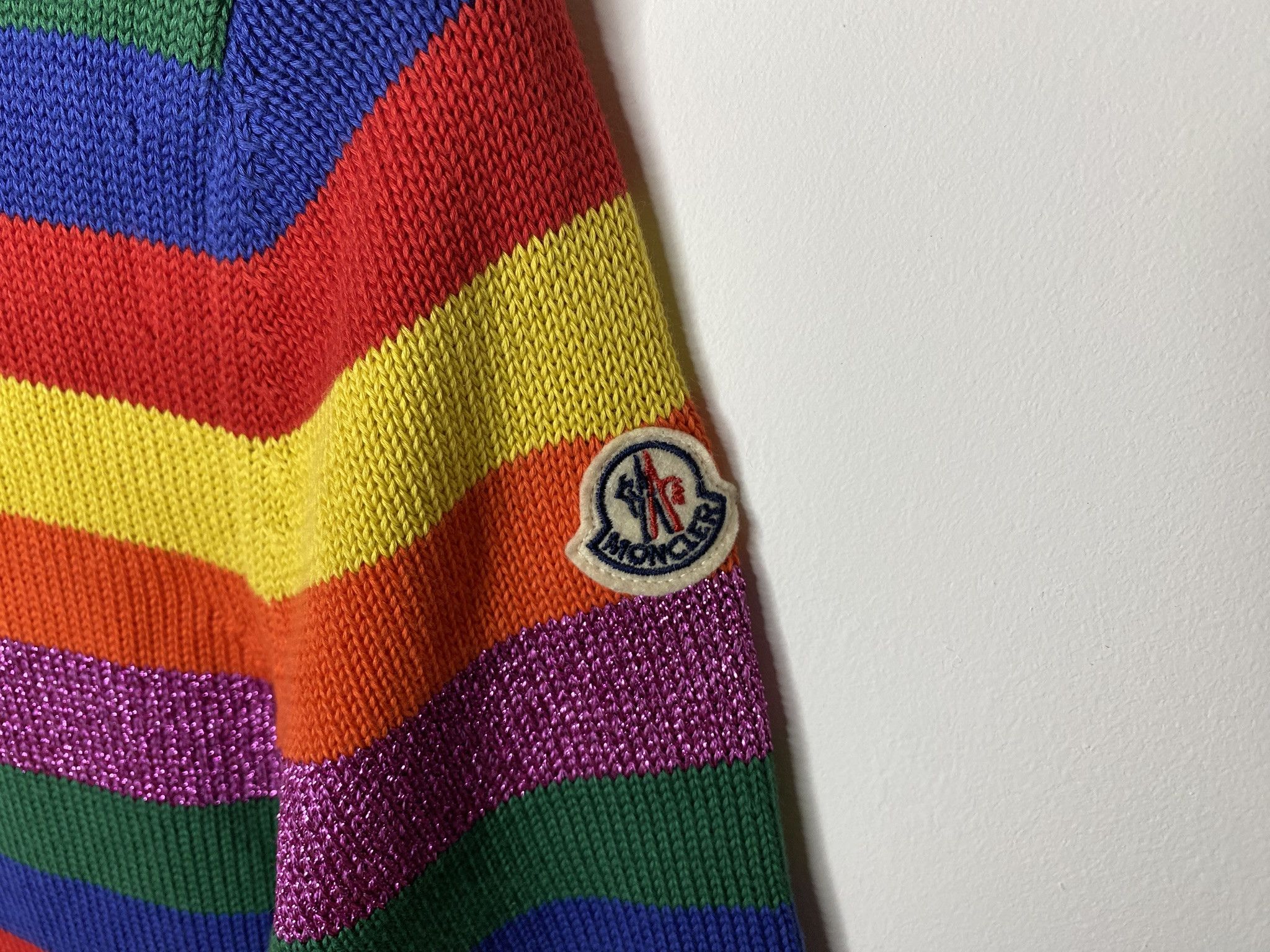 Moncler MONCLER STRIPED KNIT SWEATER MULTICOLOUR COTTON CREWNECK Size L / US 10 / IT 46 - 4 Thumbnail