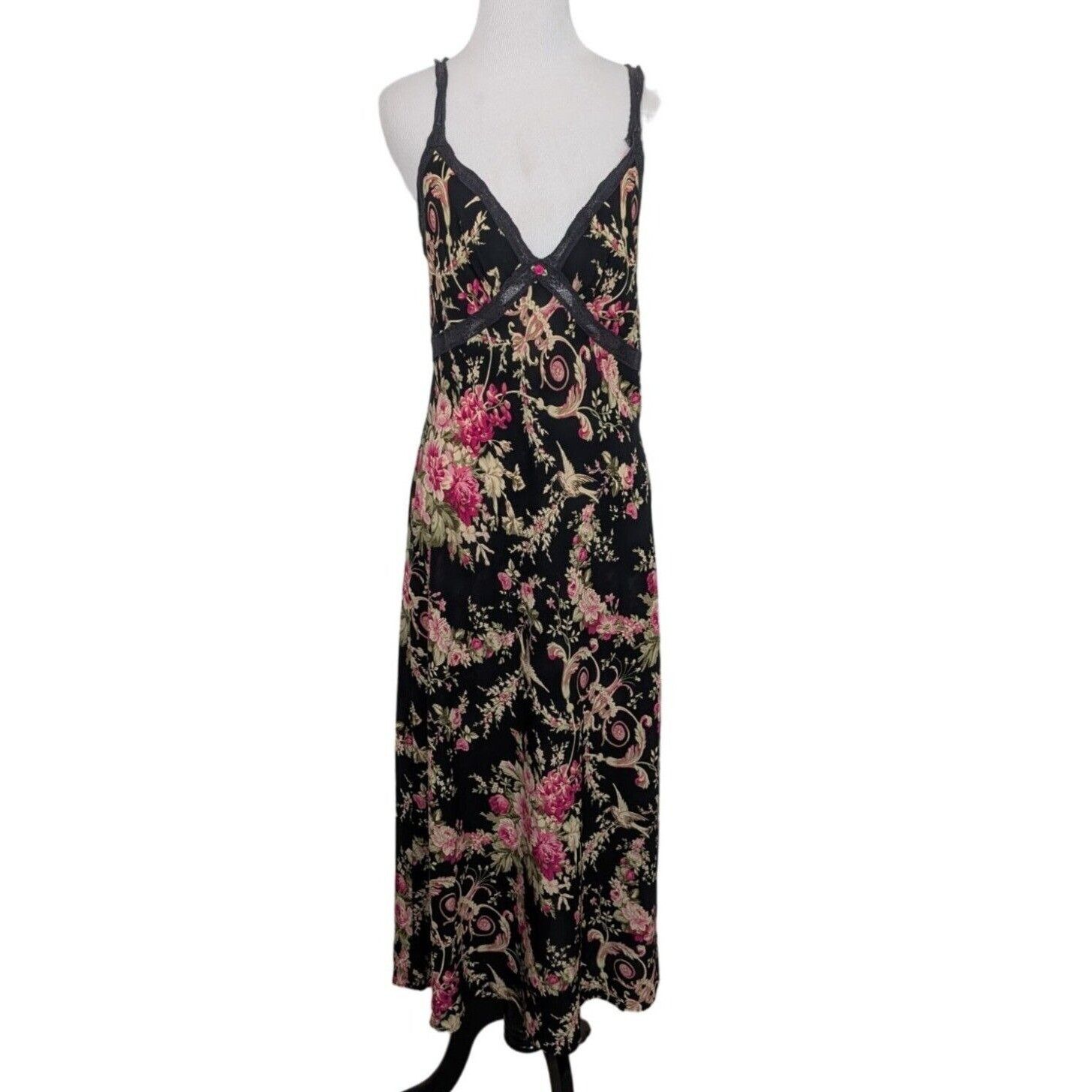 Oscar De La Renta Vintage Oscar De La Renta Nightgown Womens Small Black Flora Size S / US 4 / IT 40 - 1 Thumbnail
