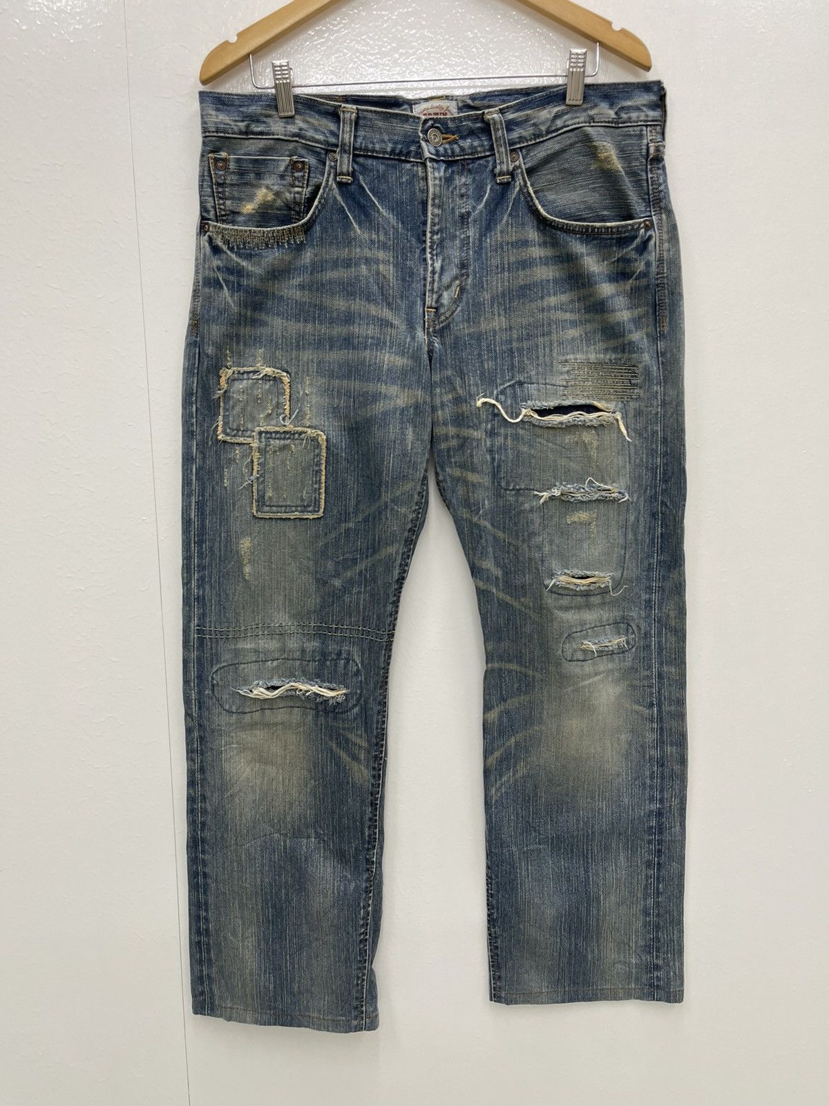 Edwin Japanese Brand Edwin Distressed Patch Jeans Fashion Style