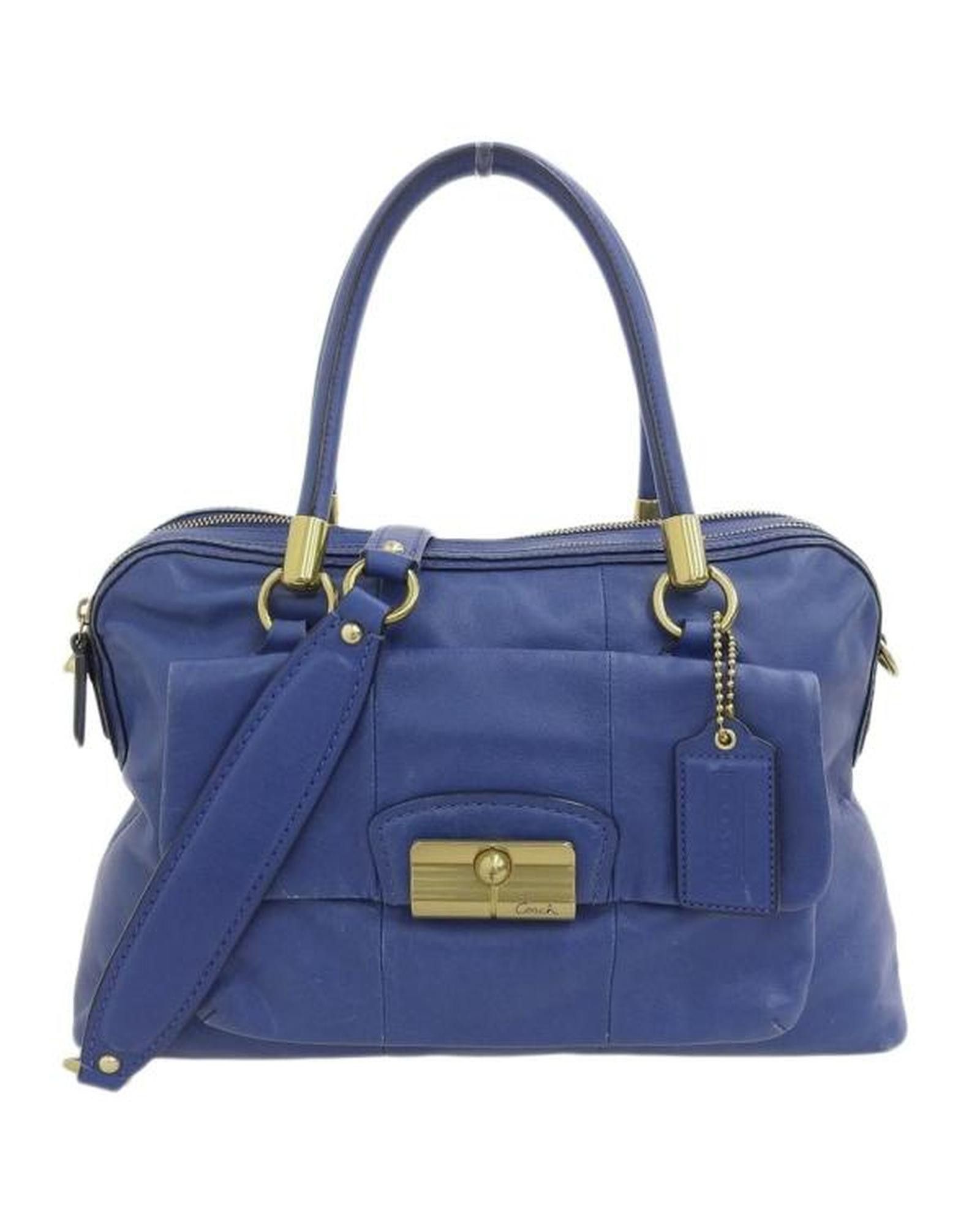 image of Coach Leather Handbag With Shoulder Strap in Blue, Women's