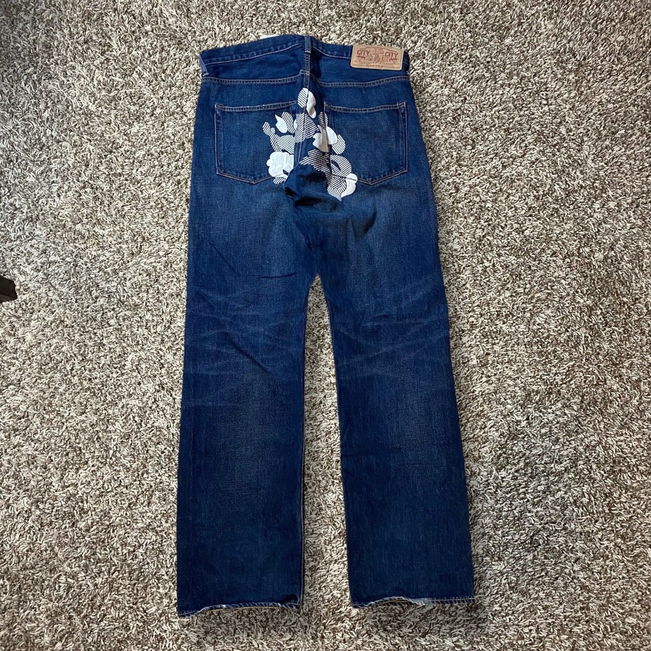 Bape Bape A Bathing Ape crown jeans embroided logo X