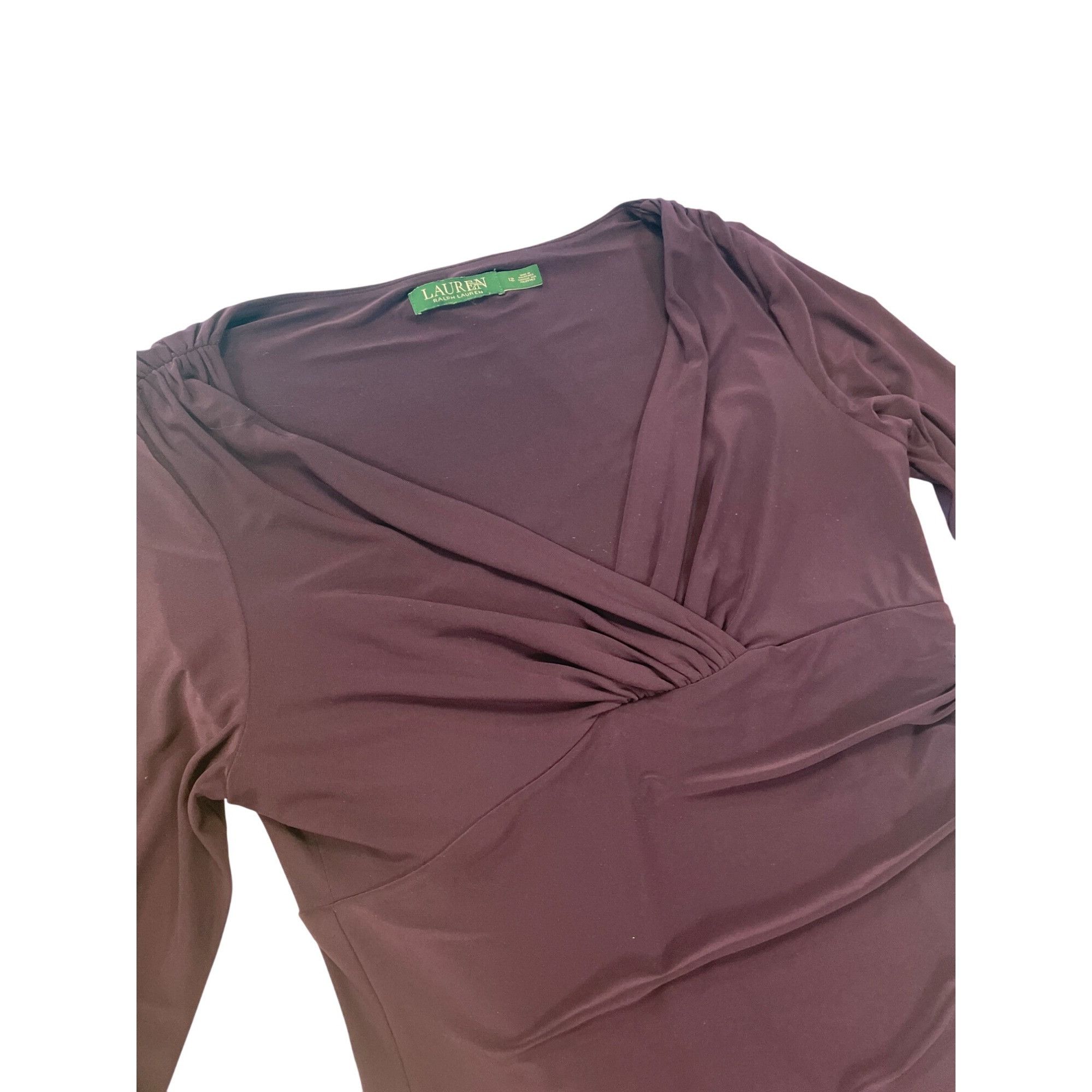 Lauren Ralph Lauren Lauren Ralph Lauren Womens burgandy Ruched max Dress Size 12 Size XL / US 12-14 / IT 48-50 - 4 Thumbnail