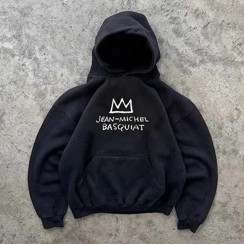 Hoodie Black washed vintage crown print hoodie y2k
