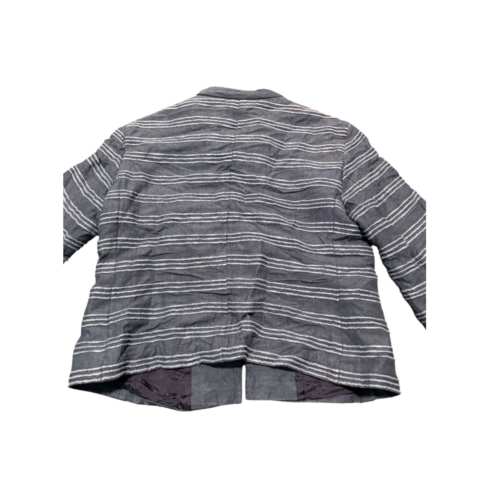 Akris Akris Punto 100% Silk Striped Jacket Blue White Hook Eye Sz 6 US 38 F 36 D - Blazer - Women - Regular - Basic Jacket - Designer - Vintage: No Size M / US 6-8 / IT 42-44 - 6 Thumbnail