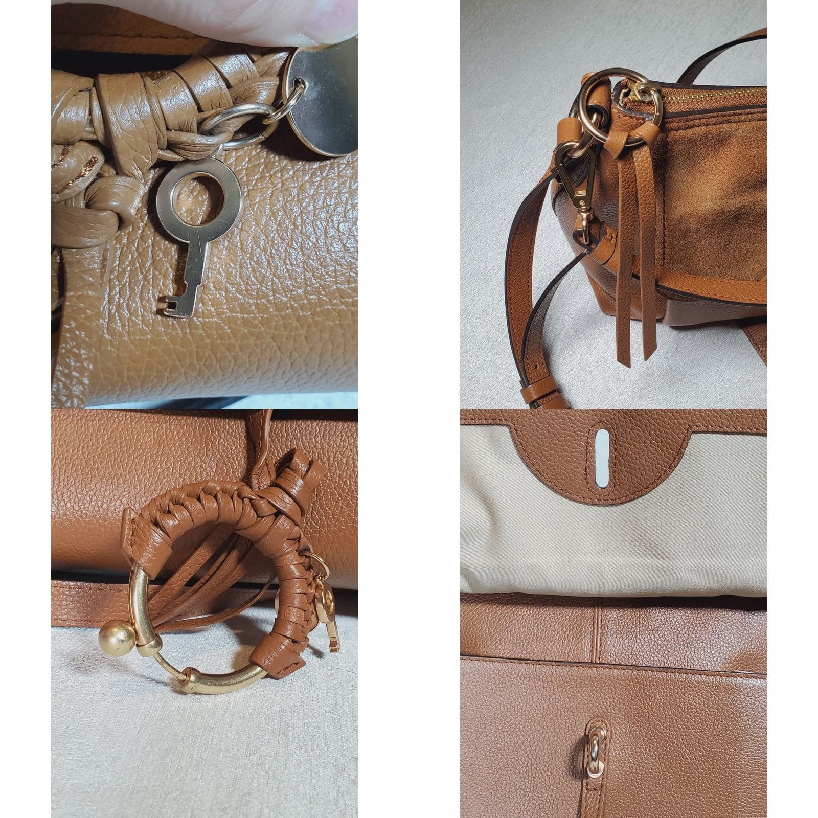 Vintage Chloé Bag Womens Small See Joan Leather Suede Crossbody Caramello Brown Charms Size ONE SIZE - 9 Thumbnail