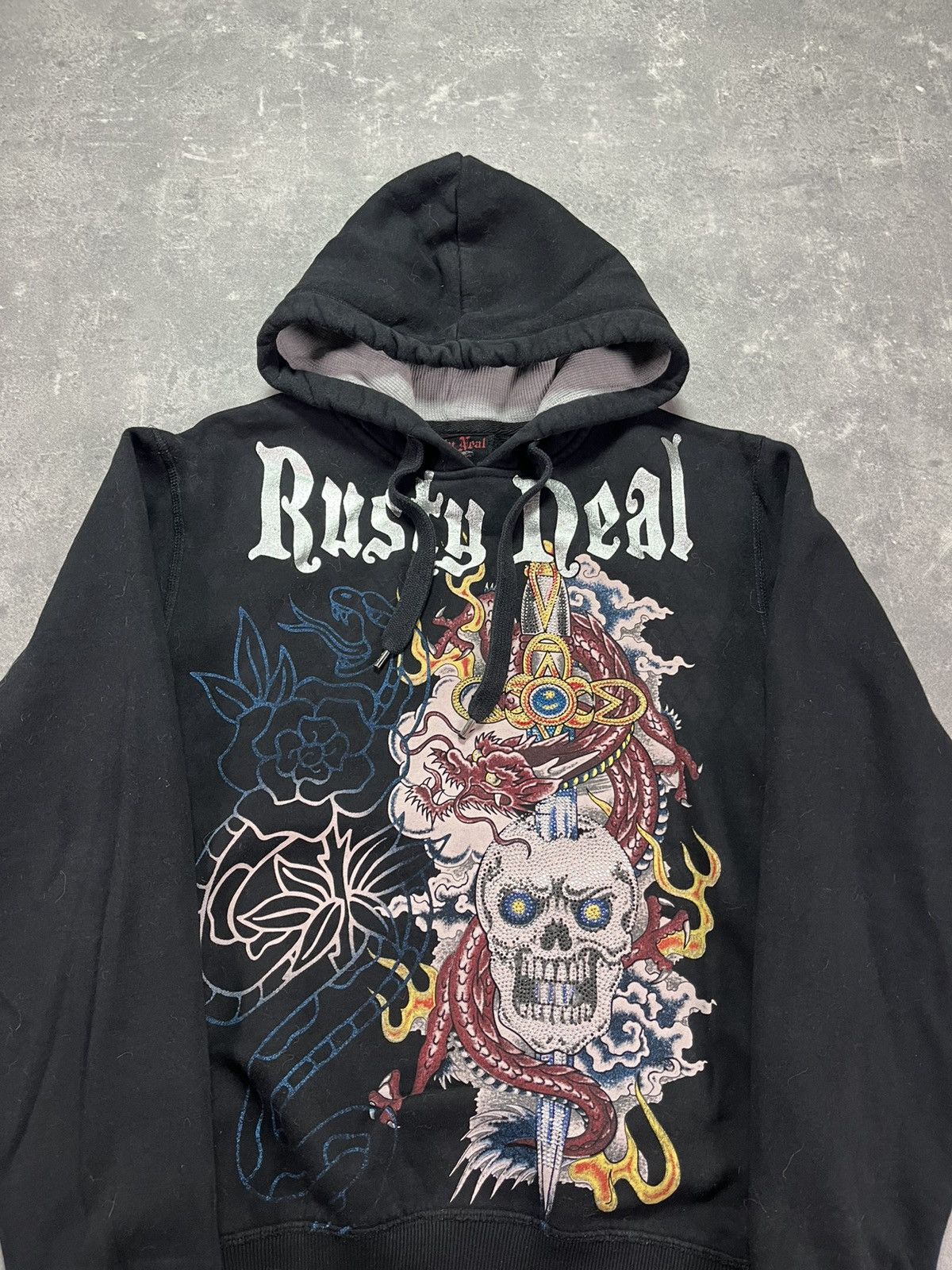 Japanese Brand 00s Rusty Neal Ed Hardy Style Printed Hoodie L Affliction Size US L / EU 52-54 / 3 - 6 Thumbnail