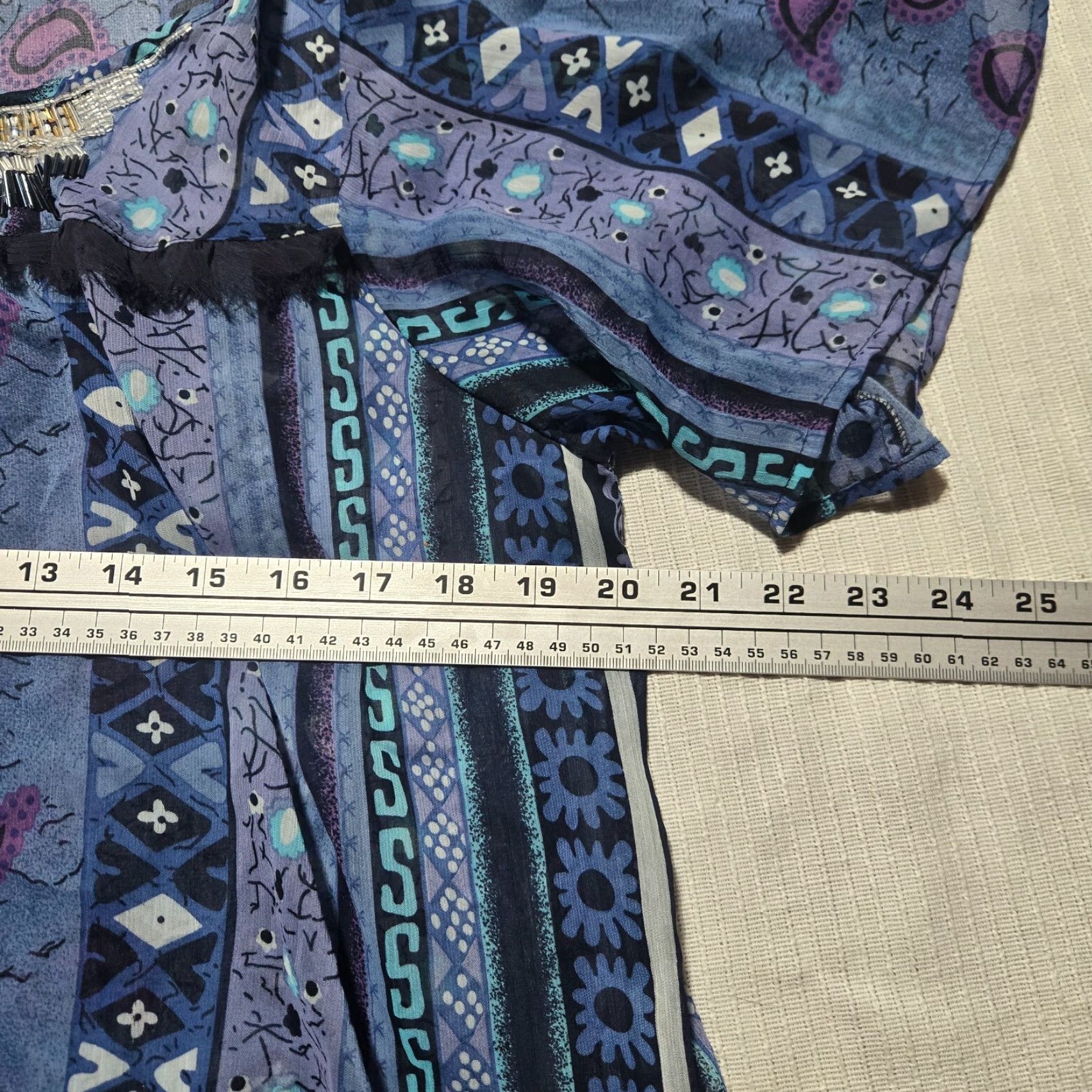 Vintage VINTAGE One World Shirt Women XL Blue Paisley Sheer Short Sleeve Blouse Women's Size XL / US 12-14 / IT 48-50 - 6 Thumbnail