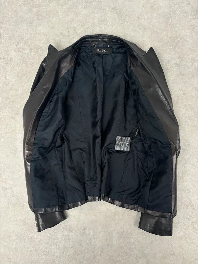 Gucci FW2001 Gucci Black Leather Minimal Blazer Jacket by Tom Ford Size S / US 4 / IT 40 - 8 Thumbnail