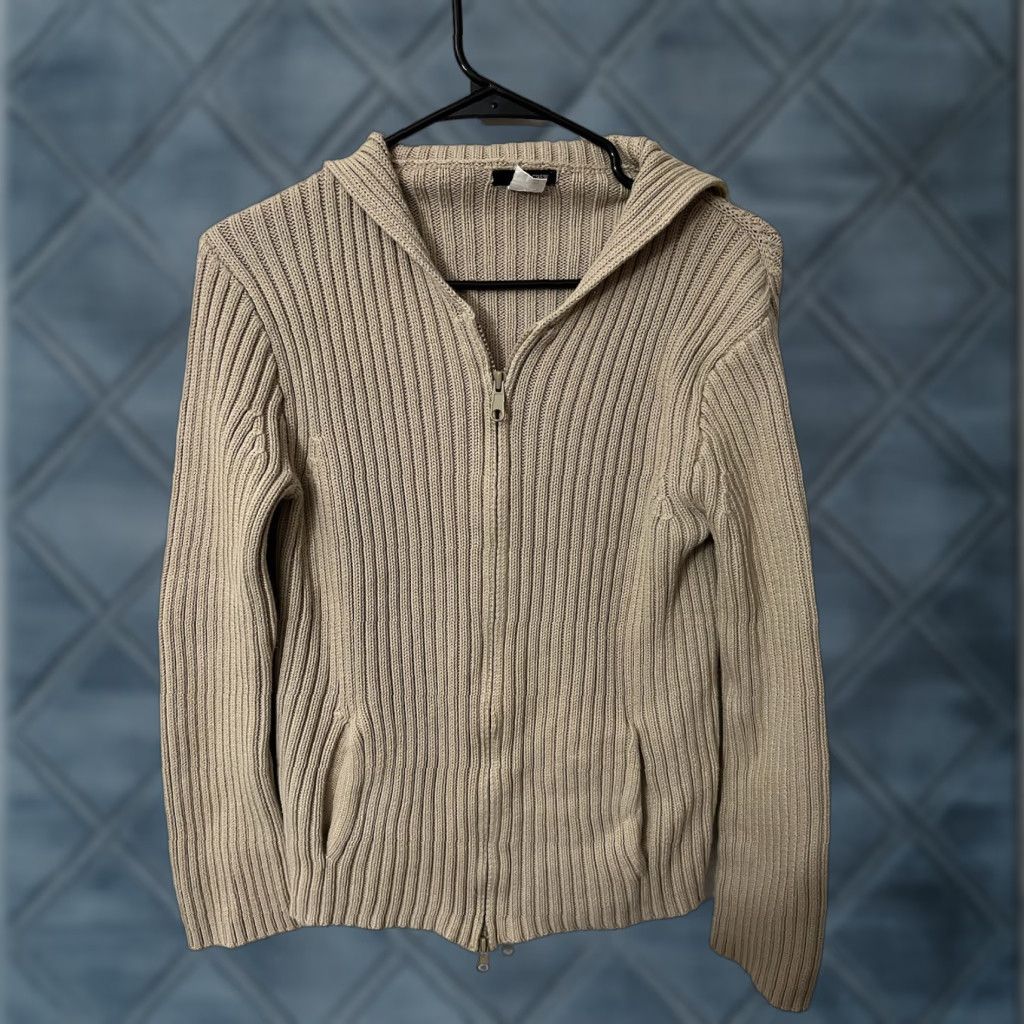 J.Crew VINTAGE J.CREW Sweater Adult Medium Beige 100% Cotton Turtleneck Full Zip Women Size M / US 6-8 / IT 42-44 - 1 Thumbnail