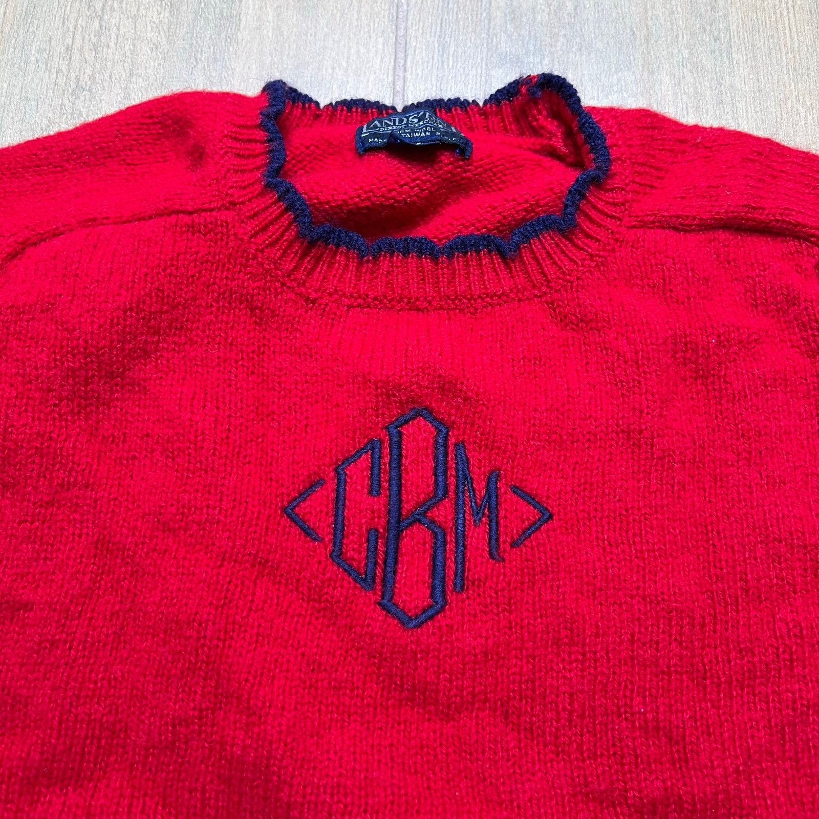 Vintage Vintage Lands’ End Red Wool Sweater Womens M Monogram CBM Size M / US 6-8 / IT 42-44 - 2 Thumbnail