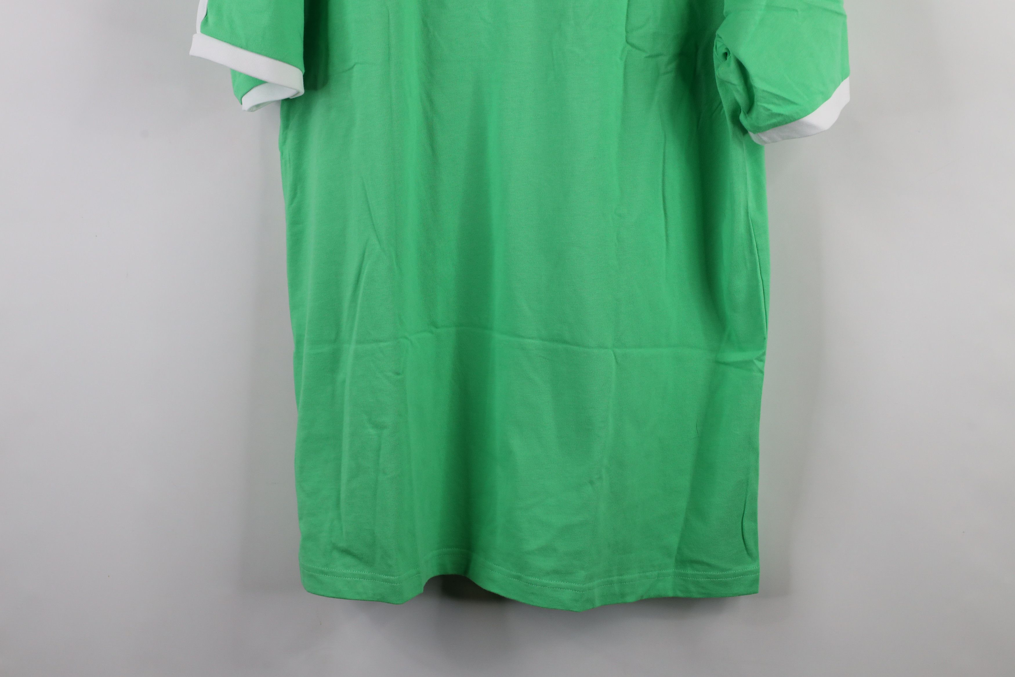 Adidas × Vintage New Adidas Trefoil Striped Short Sleeve Ringer T-Shirt Lime Size US L / EU 52-54 / 3 - 11 Thumbnail