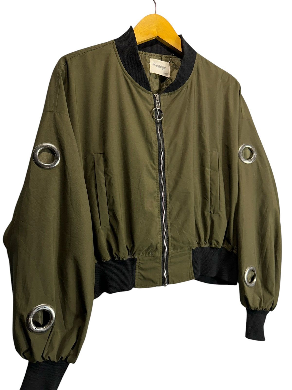 If Six Was Nine PAPAYA CROPPED BOMBER JACKET STUDDED IFSIXWASNINE LGB STYLE Size US XL / EU 56 / 4 - 3 Thumbnail