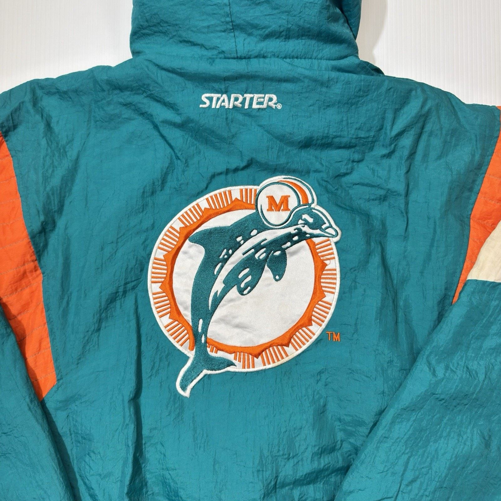 Starter VTG STARTER MIAMI DOLPHINS 1/2 ZIP W HOOD WINTER JACKET XL!! Size US XL / EU 56 / 4 - 8 Thumbnail
