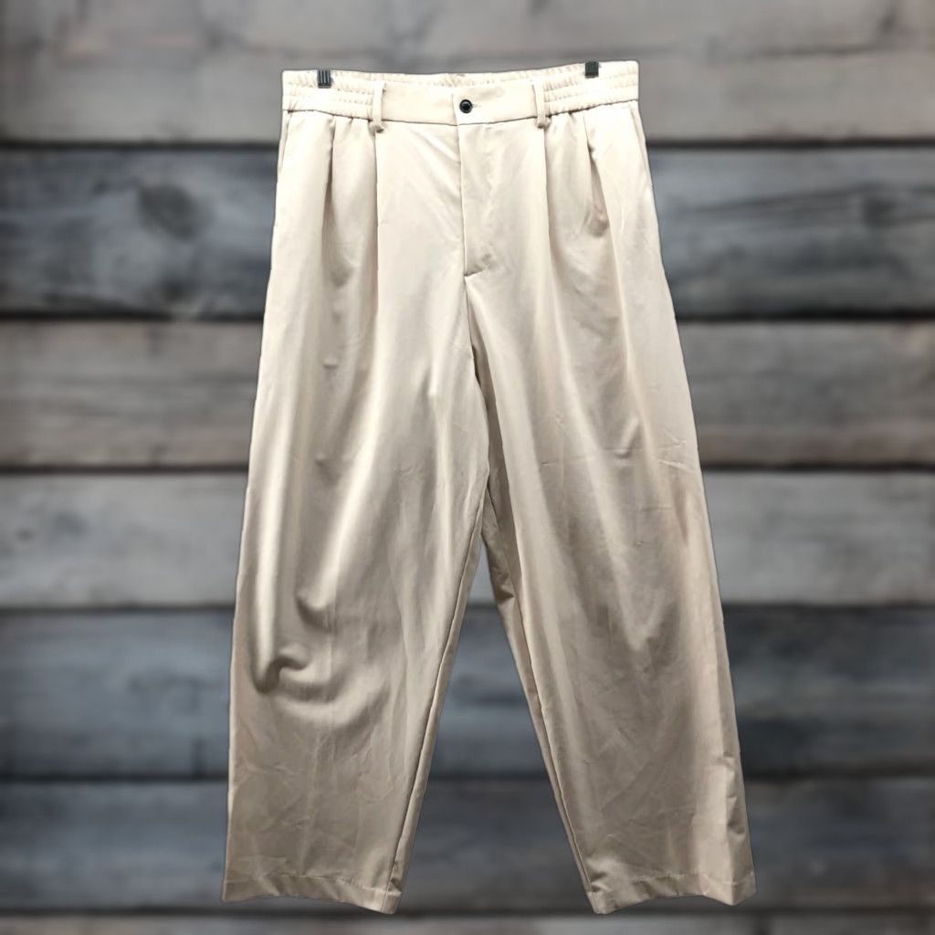 Zara Zara Wide Leg Pleated Front Dress Pants Womens L Beige High Waisted Trouser Pants Size 36" / US 14 / IT 50 - 1 Thumbnail