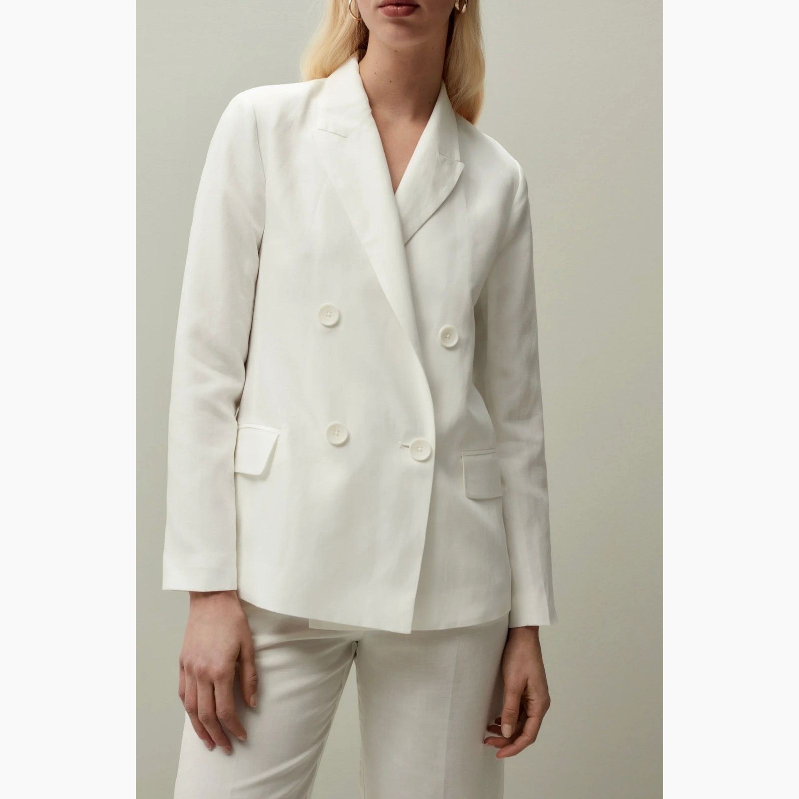 PIOMBO Piombo Womens Double Breasted Blazer White 10 Size L / US 10 / IT 46 - 3 Thumbnail