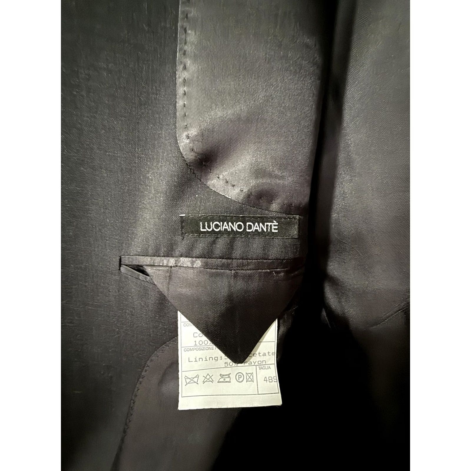 Vintage Luciano Dante Suit Mens 48S 36x30 Black Super 100 Wool 2 Piece Jacket Pants Size 48R - 4 Thumbnail