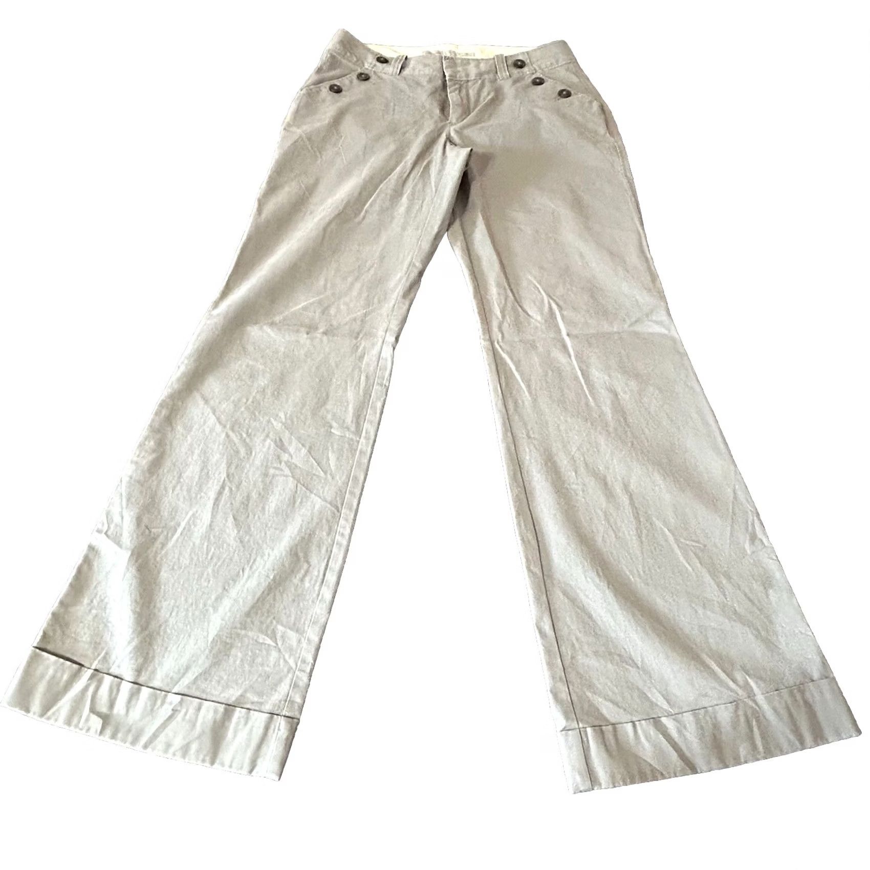 Old Navy Old Navy Wide Legs Pants Women 8 Reg Gray Mid Rise Belt Loops Cuff Size 30" / US 8 / IT 44 - 2 Thumbnail