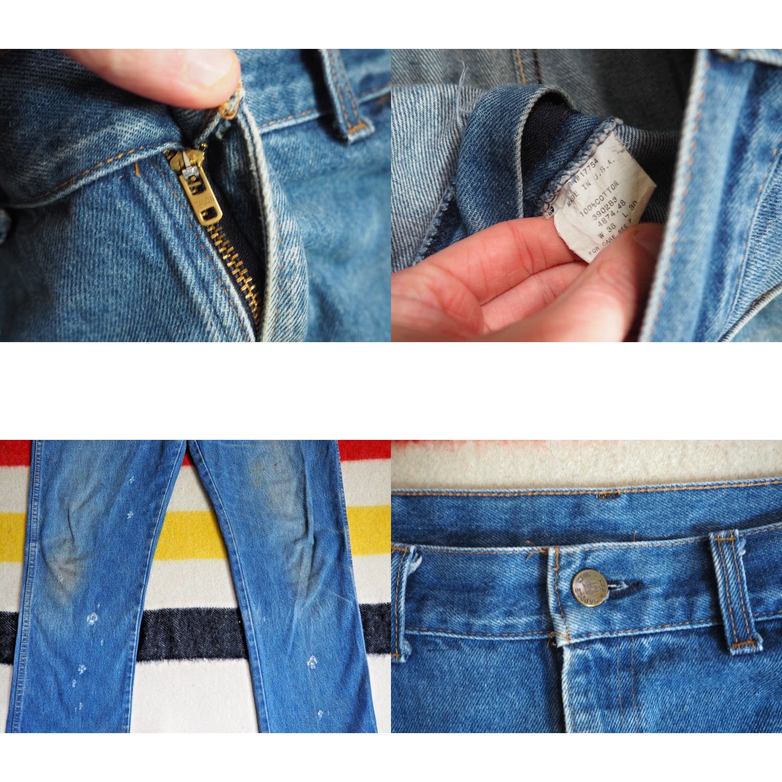 Vintage VINTAGE 70s KEY Saddle King Denim Jeans 34x29 Blue Distressed USA 1970s Grunge Size US 34 / EU 50 - 8 Thumbnail