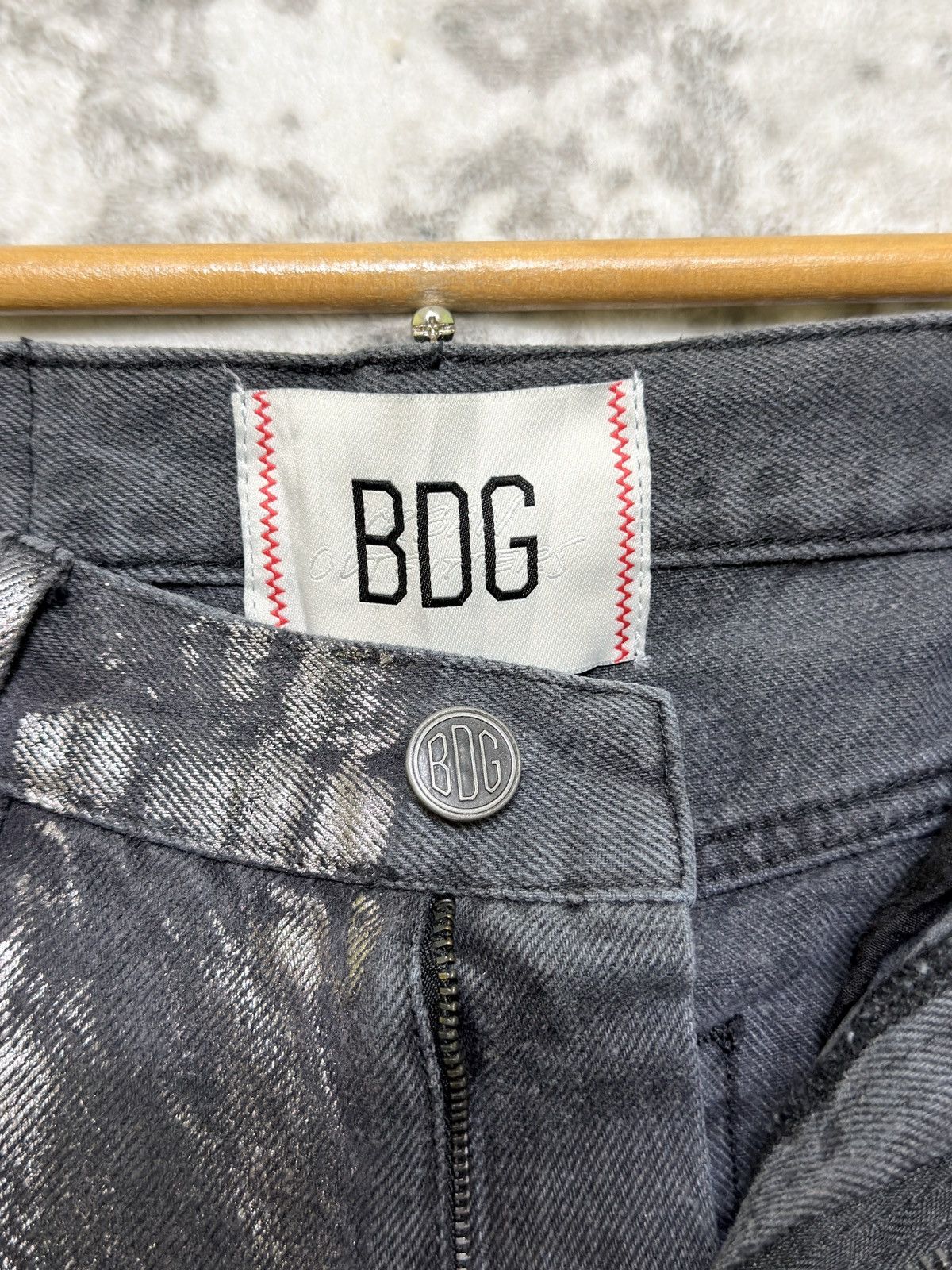 5351 POUR LES HOMMES BDG Metallic Coated Black Skinny Jeans Y2K Futuristic Punk Size US 28 / EU 44 - 8 Thumbnail