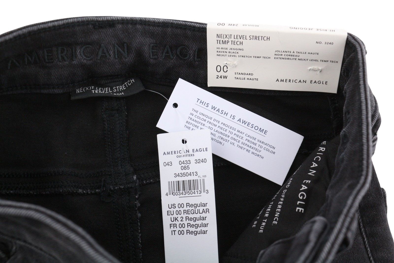 American Eagle Outfitters HI-RISE JEGGING W24 Raven Black Jeans 88998 Size 24" / US 00 / IT 34 - 6 Thumbnail