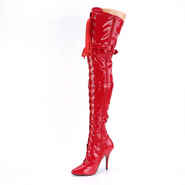 Other Seduce 3028 Buckle Lace Up Thigh High Boots 5" Stiletto Heel Size US 7 / IT 37 - 4 Thumbnail