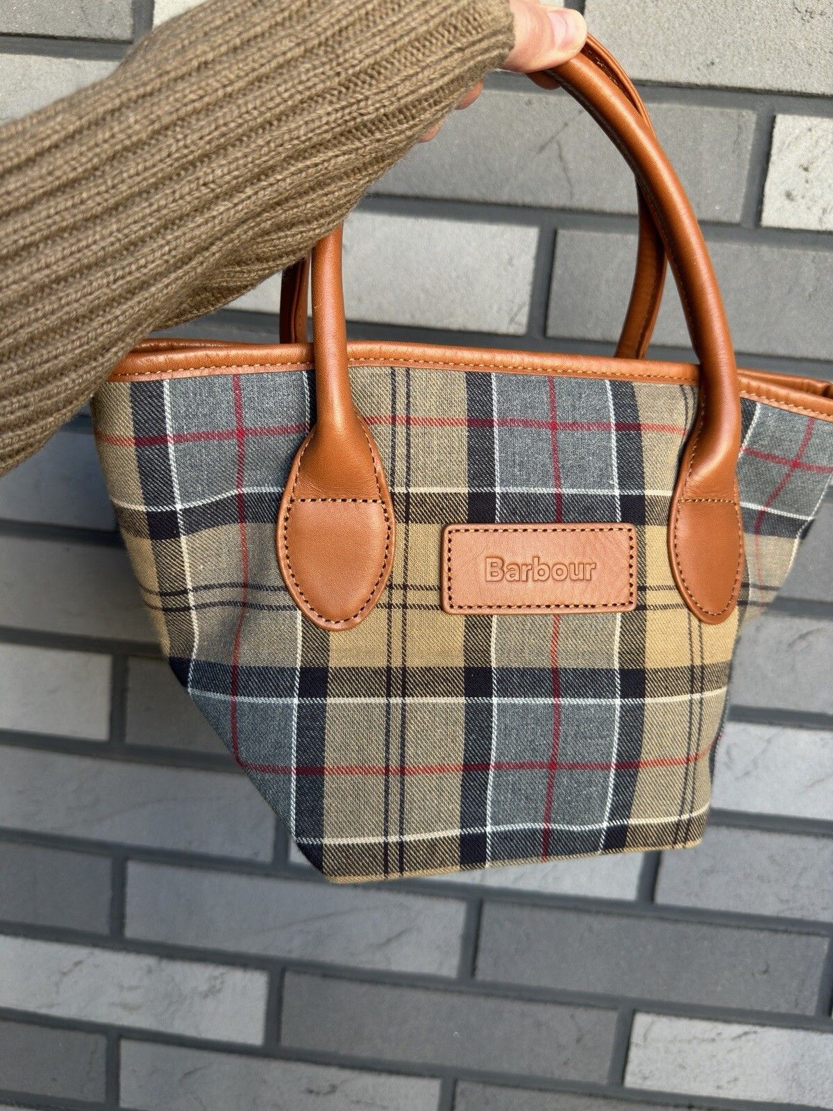 Barbour Barbour Tartan Plaid Hand Small Tote Bag Cotton Size ONE SIZE - 7 Thumbnail