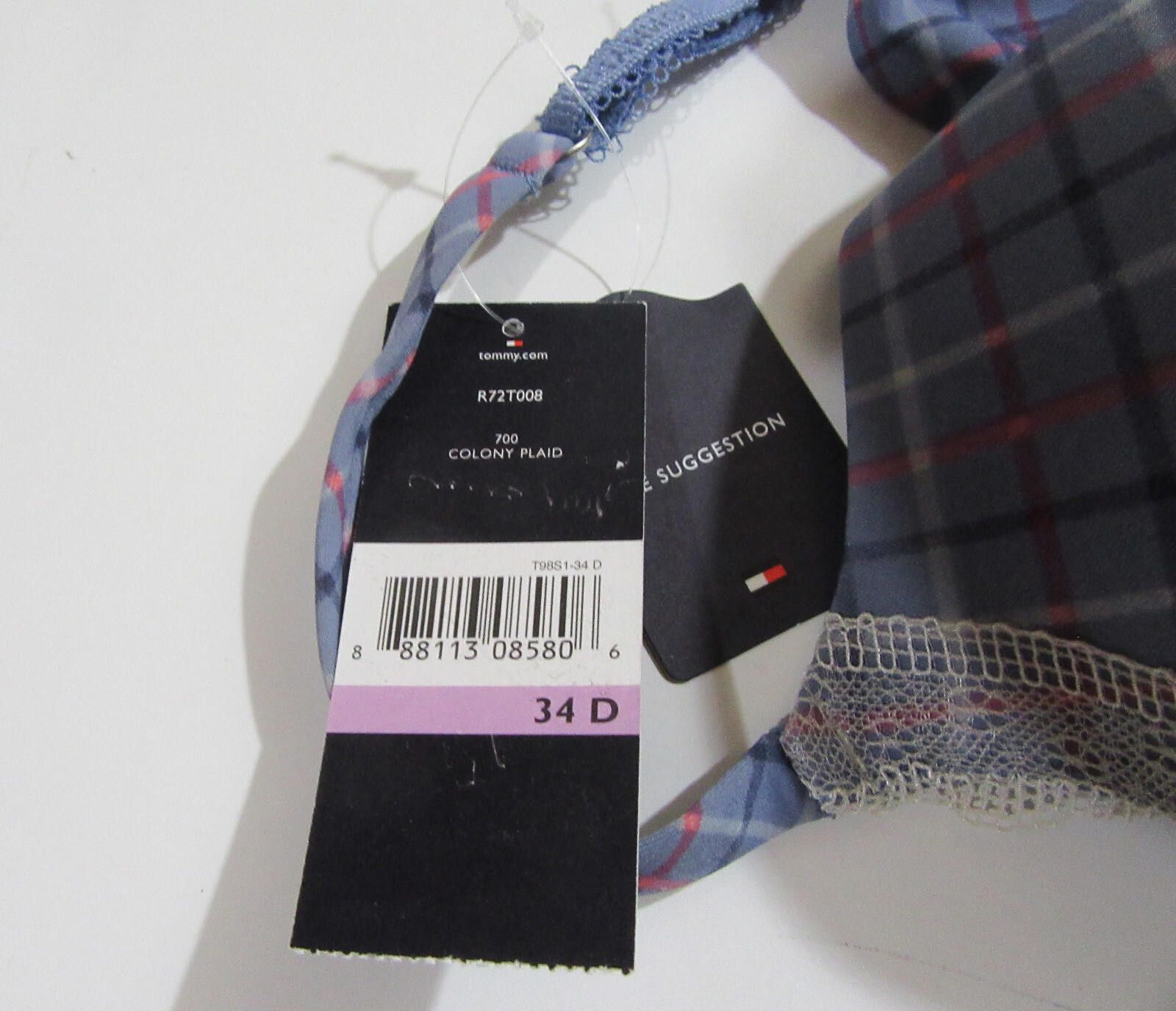 Tommy Hilfiger Tommy Hilfiger Microfiber Underwire Push Up Bra Plaid 34D Size ONE SIZE - 4 Thumbnail