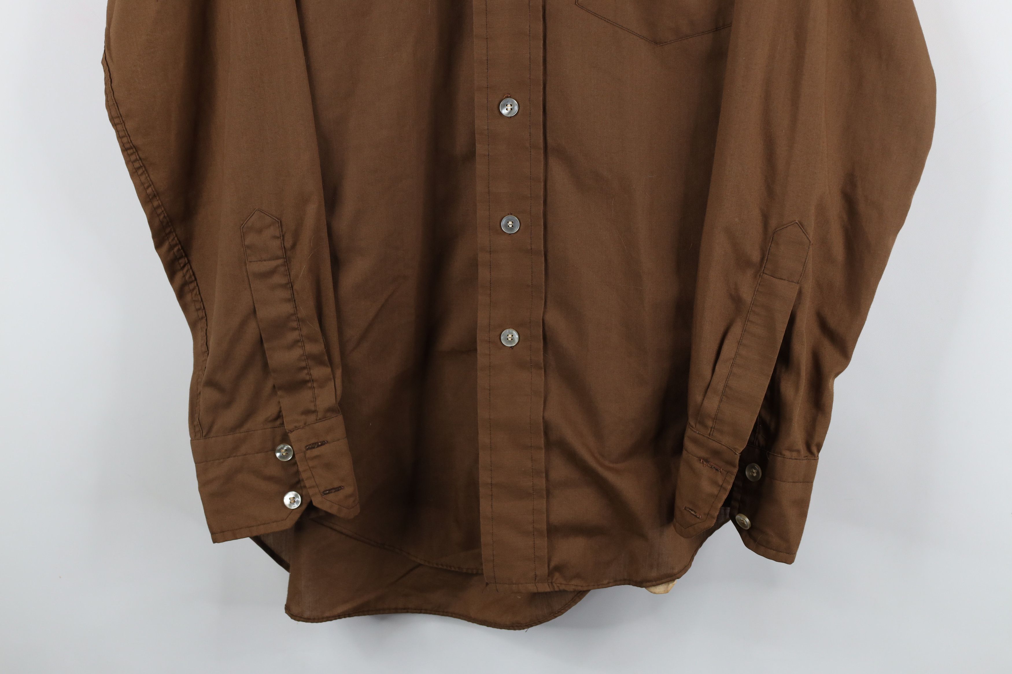 Vintage Vintage 60s 70s Streetwear Collared Button Shirt Brown USA Size US L / EU 52-54 / 3 - 3 Thumbnail