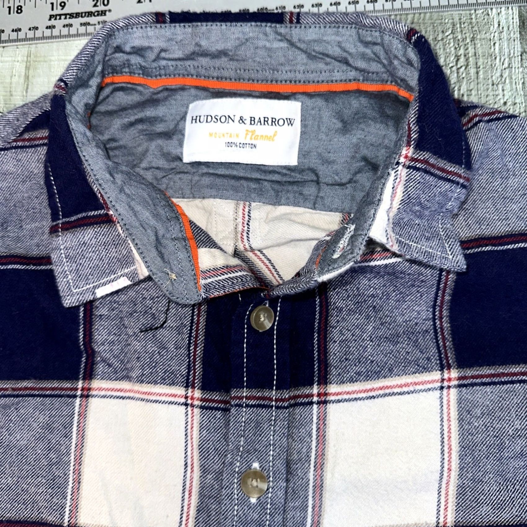 Hudson VINTAGE Hudson & Barrow Mountain Flannel Shirt S Men Blue Cream 100% Cotton Long Sleeve Button-Up Regular Size Small Size US S / EU 44-46 / 1 - 2 Thumbnail