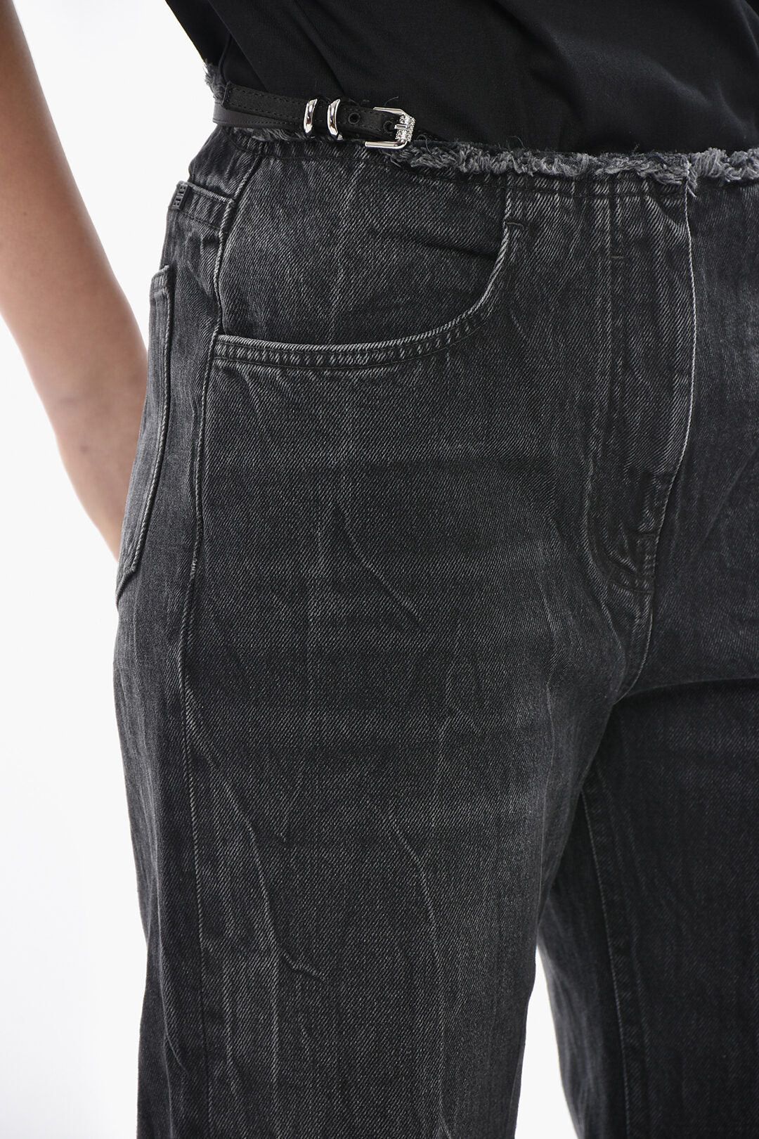 Givenchy og1mm0326 Wide Leg Jeans in Black Size 25" / US 0 / IT 36 - 3 Thumbnail