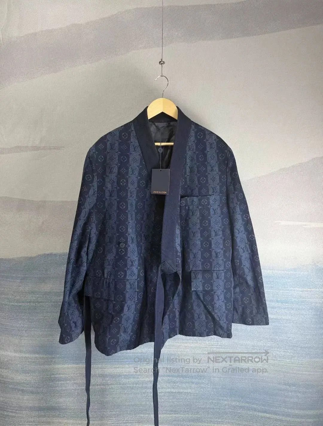 louis vuitton nigo blue striped suit jacket.
