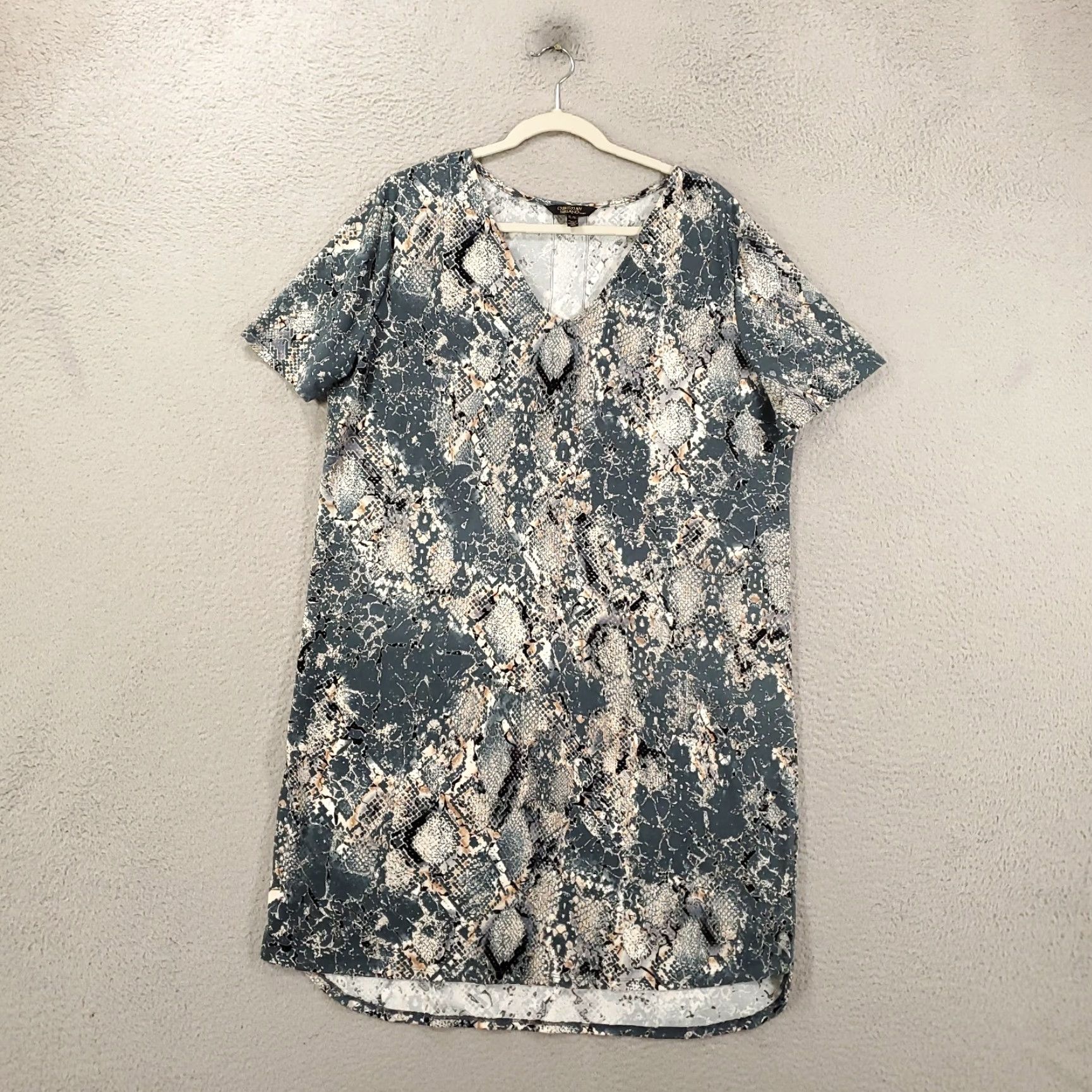 Christian Siriano Snakeskin Womens Dress Size XL Pullover Stretchy Snake Skin Animal Print Pattern Size L / US 10 / IT 46 - 2 Thumbnail