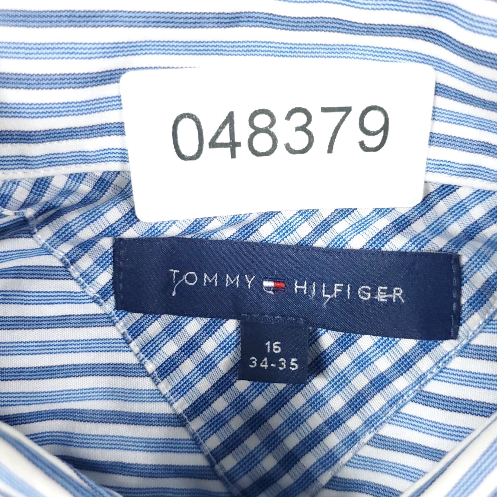 Tommy Hilfiger TOMMY HILFIGER Dress Shirt Mens Size 16 Blue Striped Long Sleeve Button Up Modern Preppy Size 42R - 8 Thumbnail