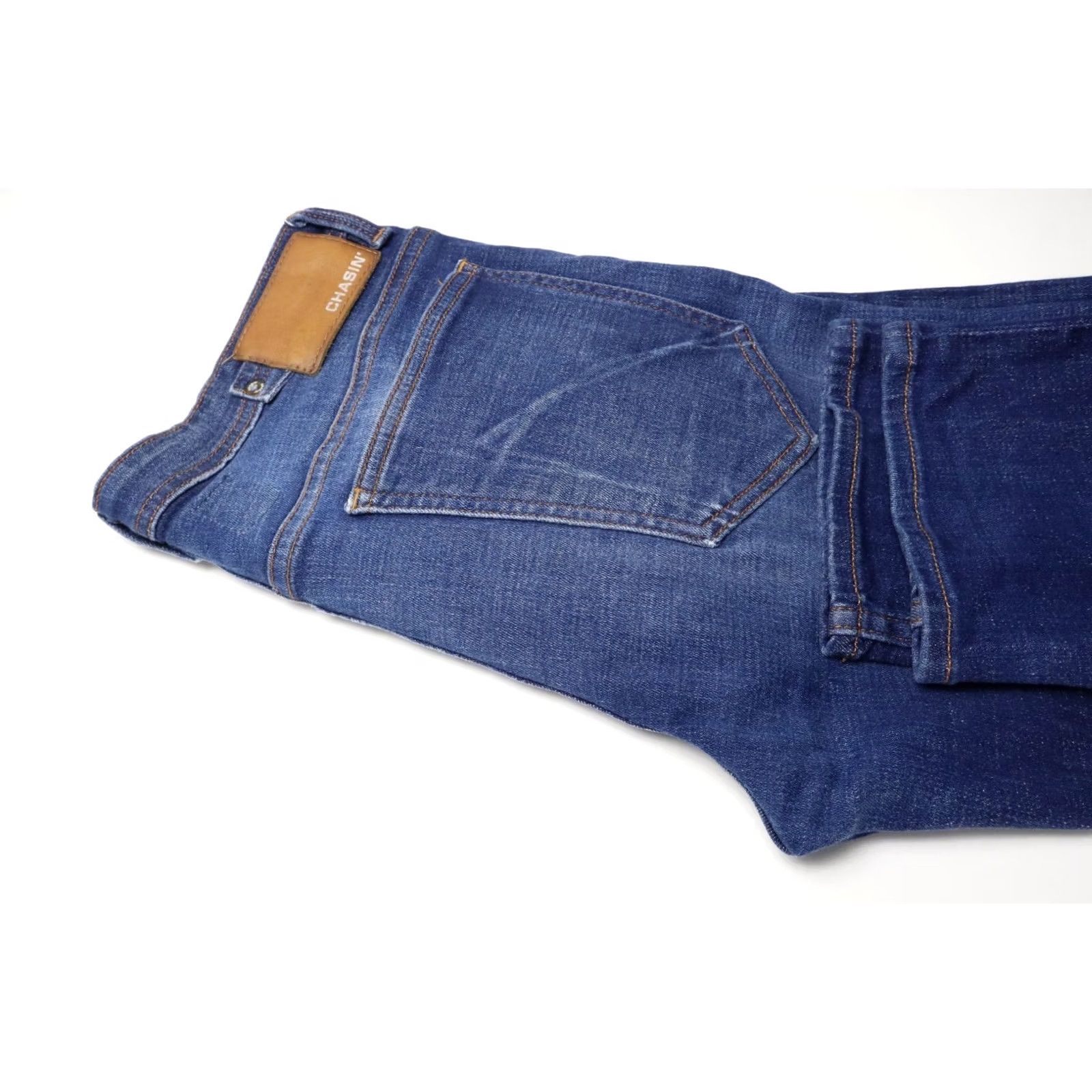 Vintage CHASIN Ego Mils Jeans Men's W32/L32 Blue Whiskers Faded Slim Fit Stretched Size US 32 / EU 48 - 5 Thumbnail