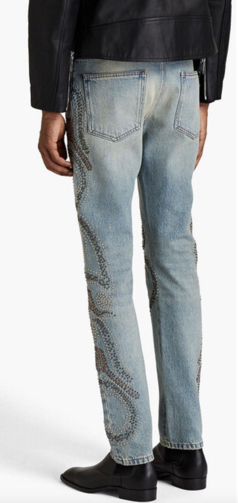 Valentino Valentino Slim-fit studded faded denim jeans size29 Size US 29 - 2 Thumbnail