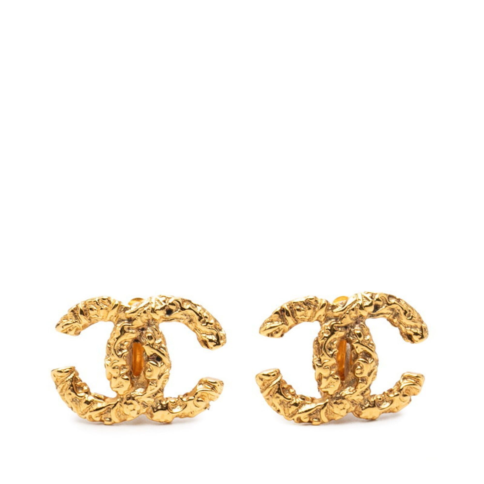 Chanel Chanel Coco Mark Lava Motif Earrings, Gold Plated, Women's CHANEL Size ONE SIZE - 1 Thumbnail