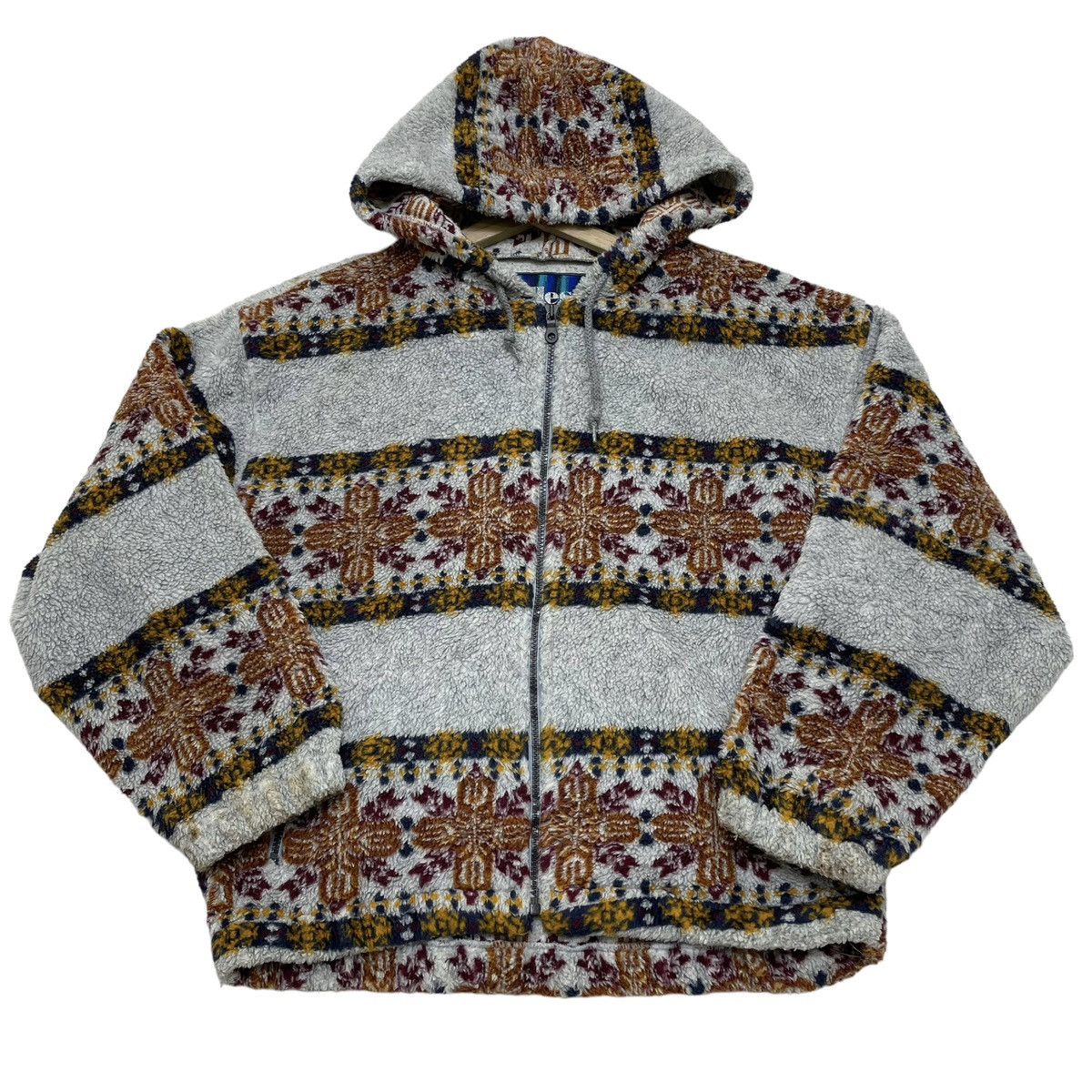 Ellesse 📣Vintage Elllsese Aztec Fleece Native Printed Hooded Jacket Size L / US 10 / IT 46 - 1 Thumbnail