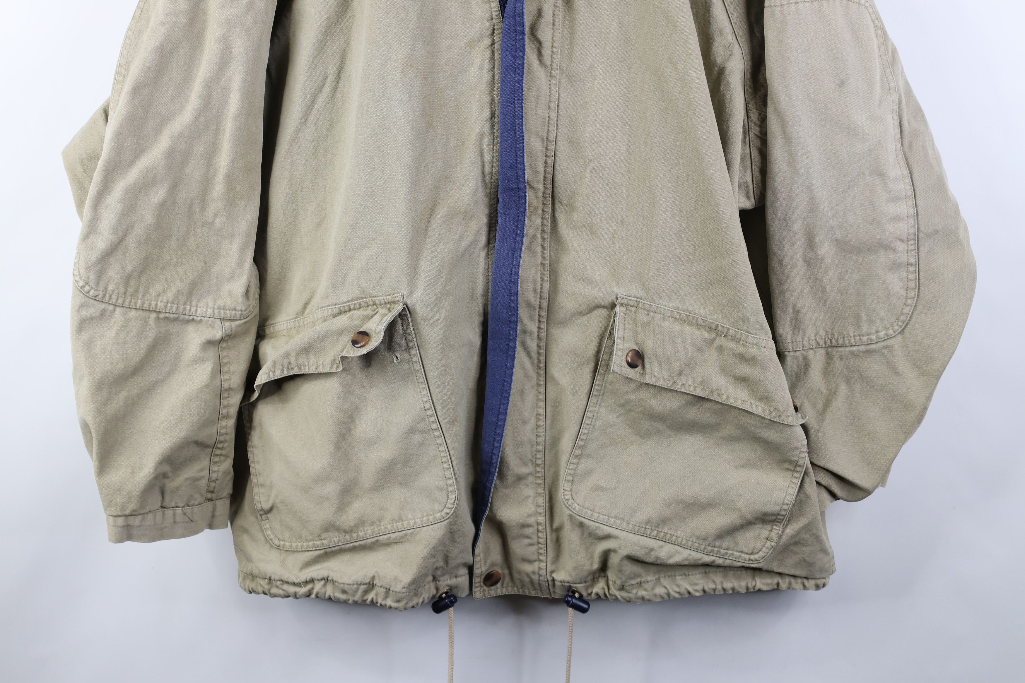 Vintage Vintage 90s Streetwear Heavy Canvas Hooded Jacket Beige Size US L / EU 52-54 / 3 - 3 Thumbnail