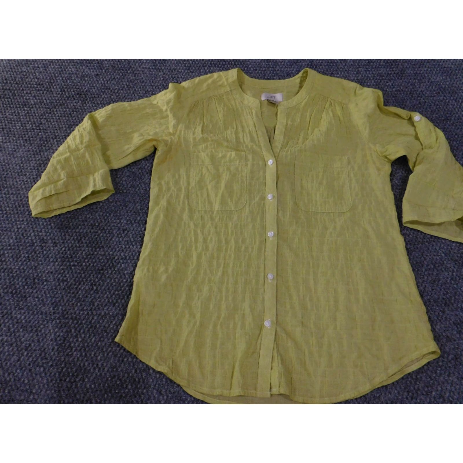 Loft LOFT Shirt Womens XS Yellow Button Front 3/4 Sleeve Lightweight Blouse Size XS / US 0-2 / IT 36-38 - 4 Thumbnail