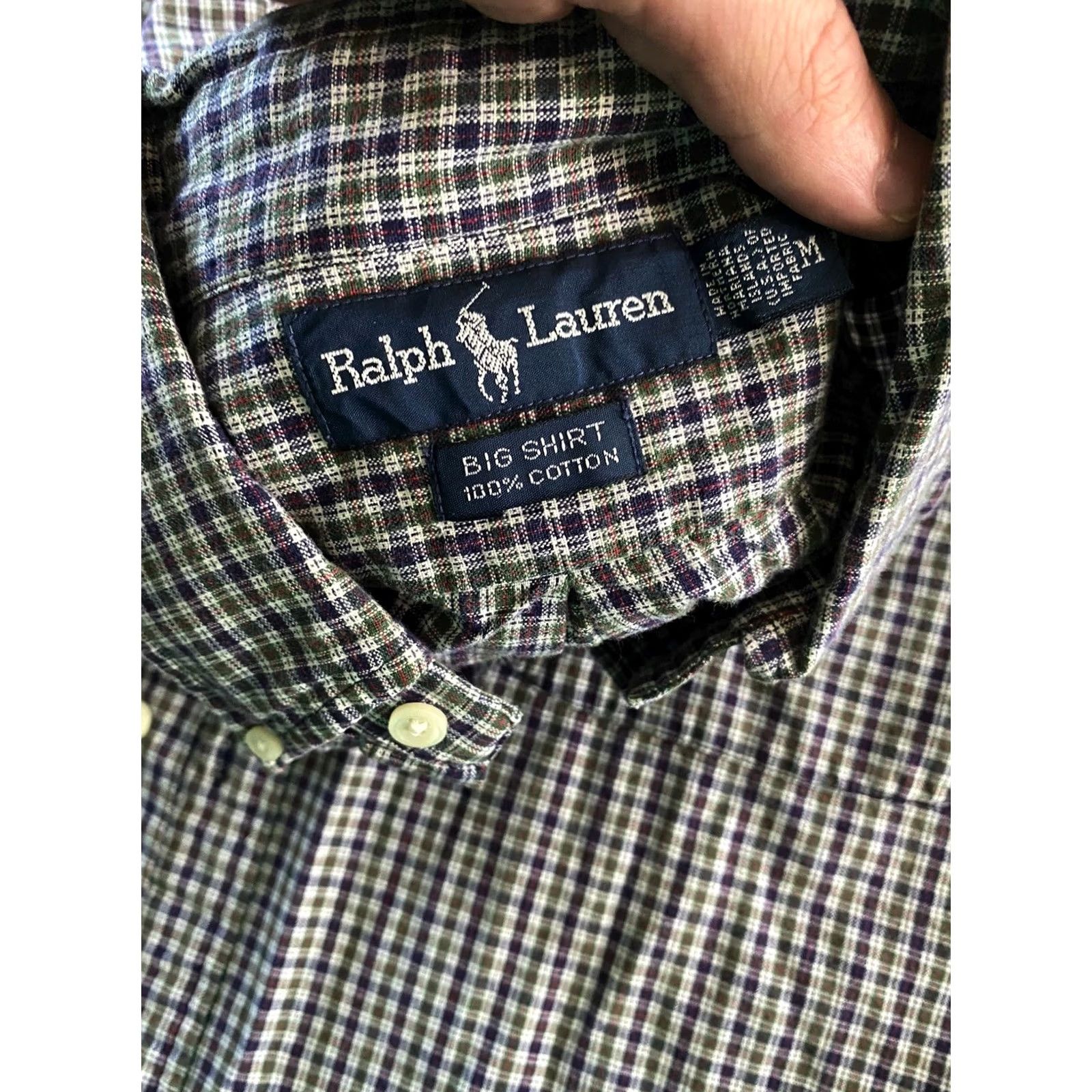 Ralph Lauren Ralph Lauren Shirt Mens M VTG Purple Green Check Big LONG SLEEVE 15x5x34 Size US M / EU 48-50 / 2 - 5 Thumbnail