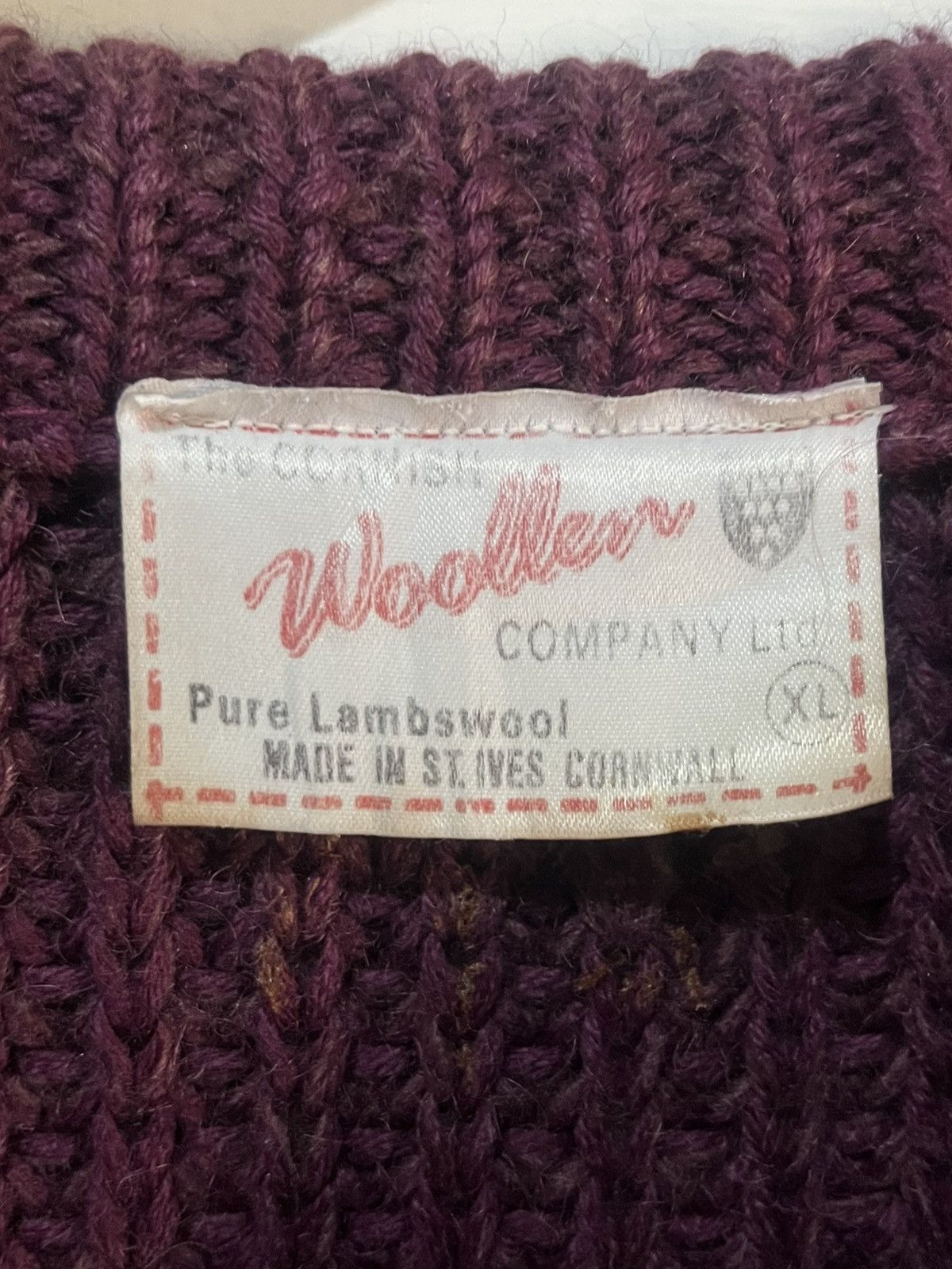 Paul Harnden Shoemakers Antique Chunky Knit Lambswool Sweater Burgundy Size US XL / EU 56 / 4 - 7 Thumbnail