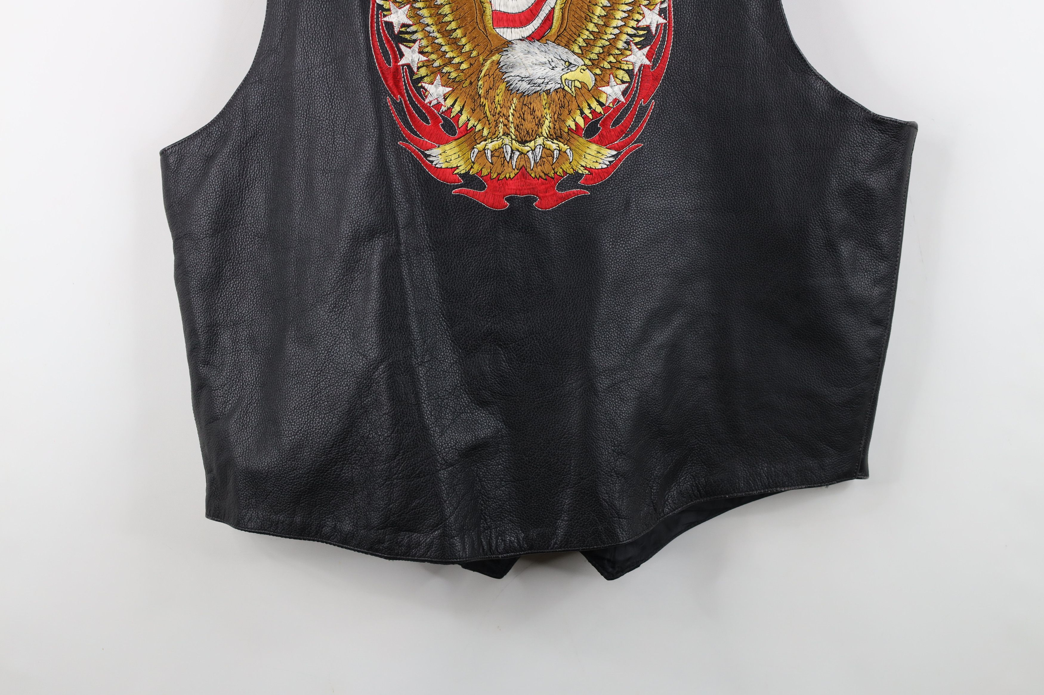 Vintage Vintage 90s Streetwear Flag Eagle Tribal Leather Moto Vest Size US XXL / EU 58 / 5 - 16 Thumbnail