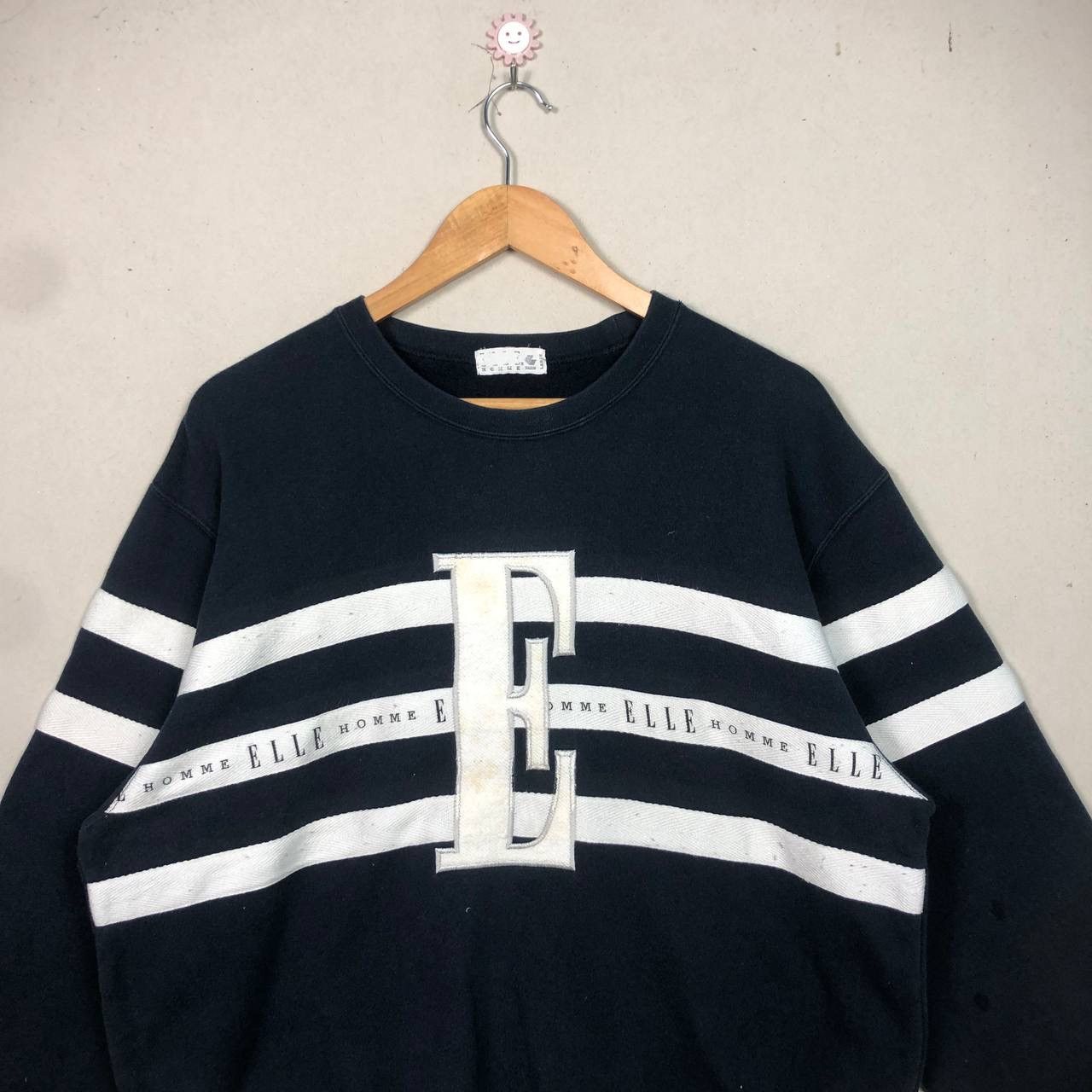 Other Vintage 90s ELLE Big E Logo Stripe Sweatshirt Jumper Size US L / EU 52-54 / 3 - 3 Thumbnail