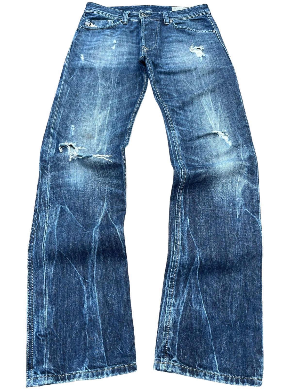 Diesel Vintage Diesel Destroy Buttonfly Blue Washed Straight Jeans Size US 31 - 1 Thumbnail