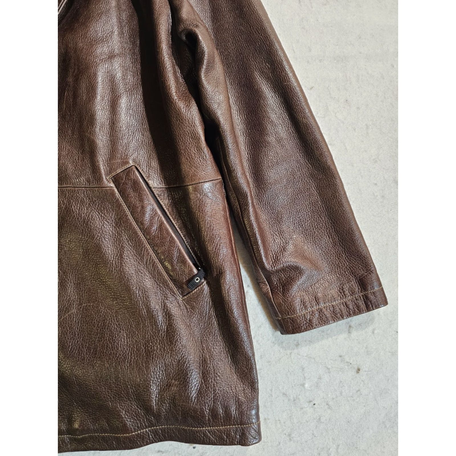 Wilson VINTAGE Pelle Studio Wilson Leather Distressed Hooded Jacket Thinsulate Ultra Mens Large L Brown Size US L / EU 52-54 / 3 - 5 Thumbnail