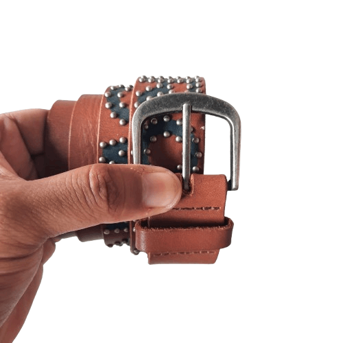 🕸️ Radeo crowns spellout stud punk leather belt