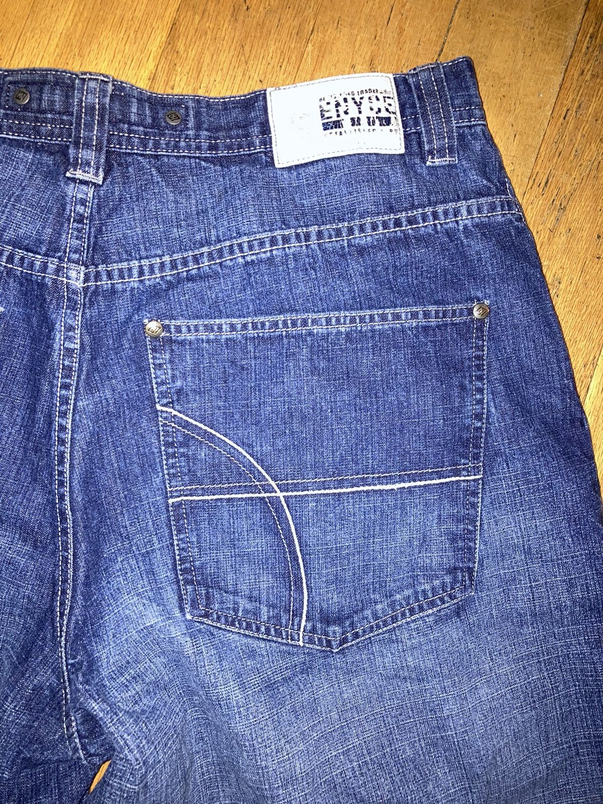 Enyce × Vintage VTG ENYCE Y2K Baggy Blue Denim JORTS 34 Size US 34 / EU 50 - 7 Thumbnail