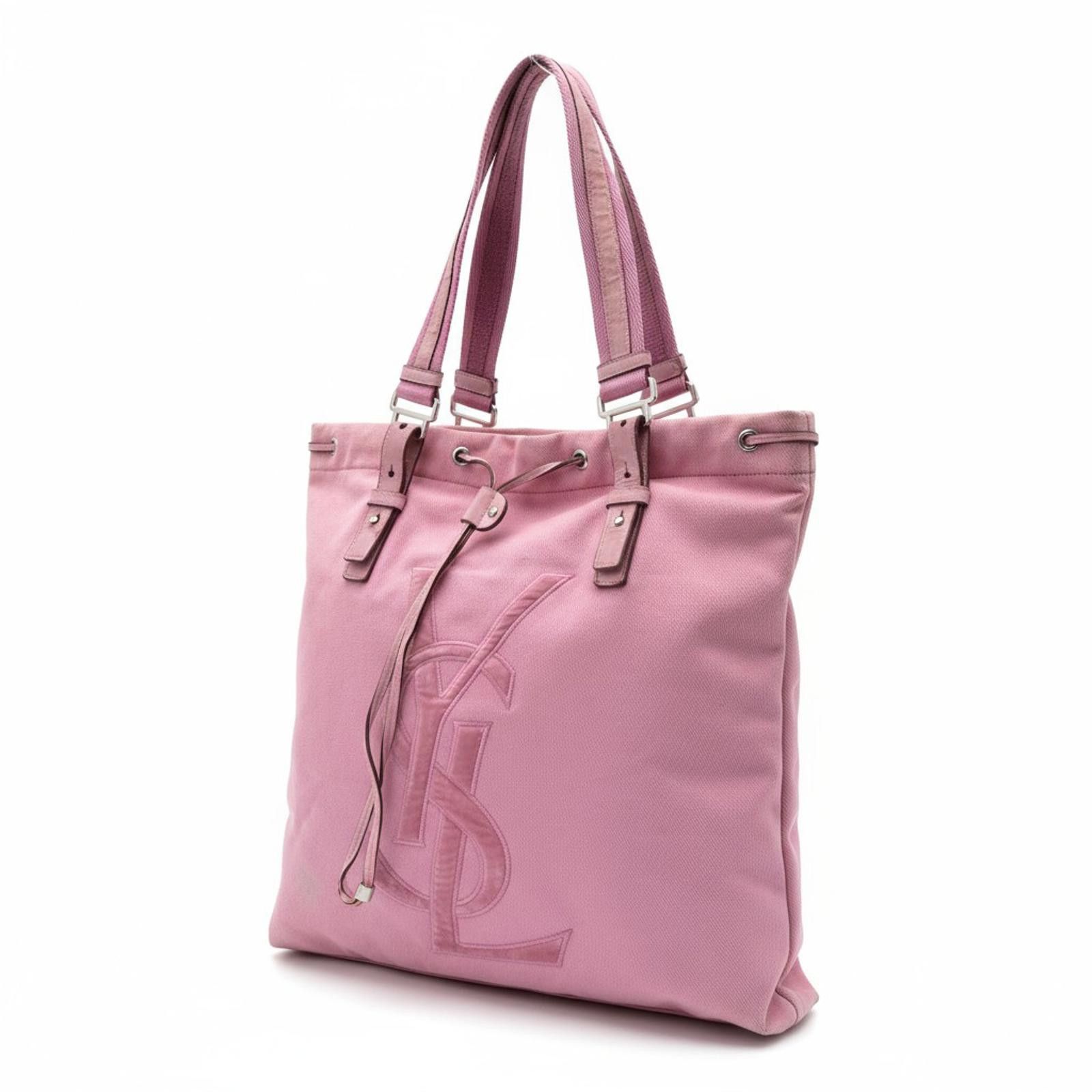 Yves Saint Laurent Saint Laurent - Pink Canvas Tote Bag Leather Trim Size ONE SIZE - 1 Thumbnail