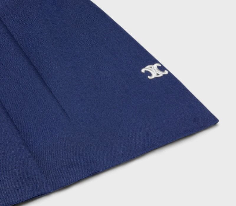 Celine o1w1db11124 Cotton Gabardine Pleated Skirt in Blue Size 27" / US 4 / IT 40 - 4 Thumbnail