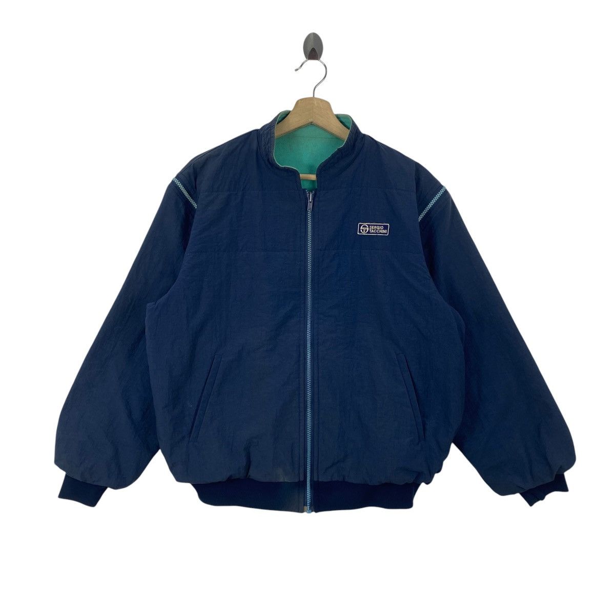Sergio Tacchini Vintage SERGIO TACCHINI Reversible Bomber Jacket Full Zip Size US XL / EU 56 / 4 - 3 Thumbnail